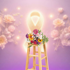 Lofaris Elegant Pink Gold Ribbon Blooms Celebration Backdrop