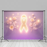Lofaris Elegant Pink Gold Ribbon Blooms Celebration Backdrop