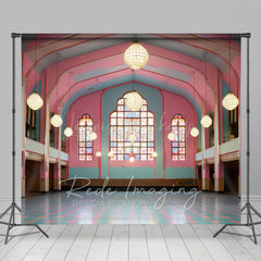 Lofaris Elegant Pink Green Dance Hall Architecture Backdrop