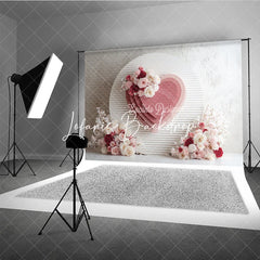 Lofaris Elegant Pink Layered Heart and Floral Round Photography Backdrop Romantic Valentine’s Day Wedding Decor