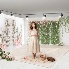 Lofaris Elegant Pink Rose and Green Foliage Floral Wall Room Set Backdrop Romantic Garden Wedding Party Decor