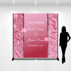 Lofaris Elegant Pink Rose Custom Name Date Wedding Backdrop