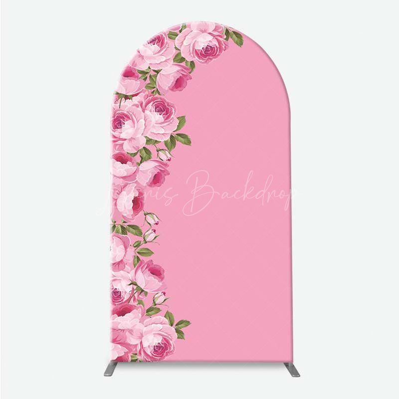 Lofaris Elegant Pink Rose Floral Arch Backdrop for Wedding Romantic Flower Wall Decor Bridal Shower or Birthday Party