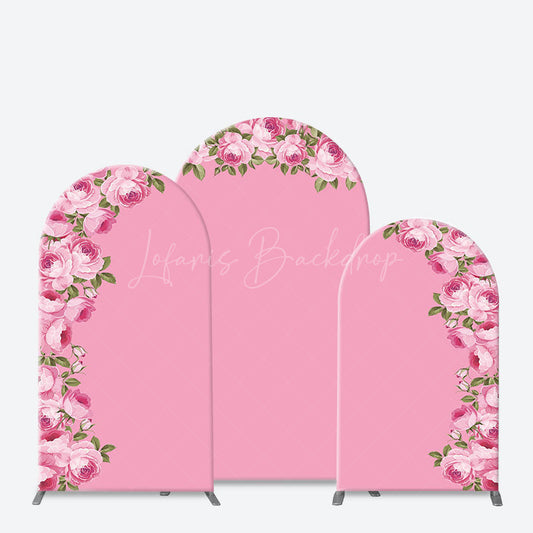 Lofaris Elegant Pink Rose Floral Arch Backdrop for Wedding Romantic Flower Wall Decor Bridal Shower or Birthday Party