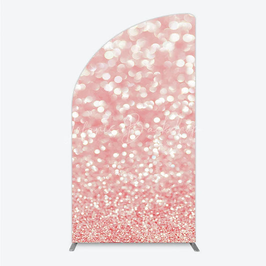 Lofaris Elegant Pink Rose Gold Glitter Bokeh Half Moon Arch Backdrop Shimmering Party Decoration for Celebrations