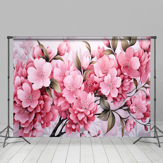 Lofaris Elegant Pink Sakura Leaf Floral Photography Backdrop
