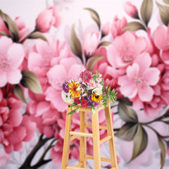 Lofaris Elegant Pink Sakura Leaf Floral Photography Backdrop
