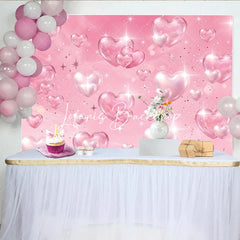 Lofaris Elegant Pink Sparkling Gem and Pearly Hearts Birthday Backdrop Dreamy Celebration Party Decor for Girls
