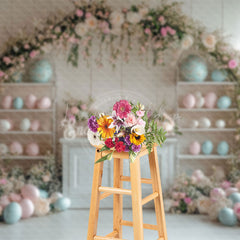 Lofaris Elegant Pink White Flower Arch Colorful Pot Backdrop