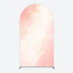 Lofaris Elegant Pink White Gold Marble Birthday Arch Backdrop