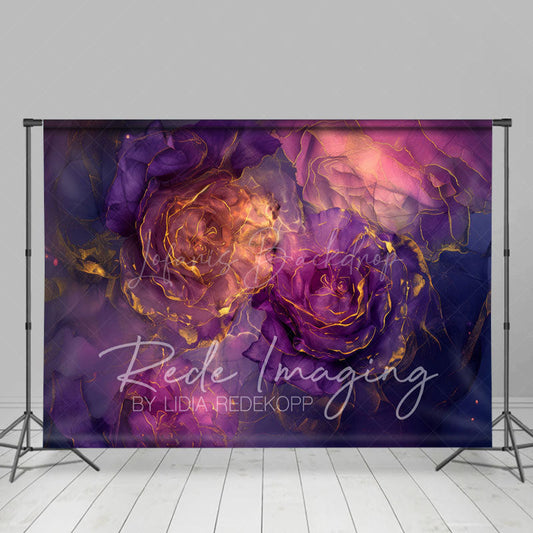 Lofaris Elegant Purple Abstract Floral Fine Art Backdrop