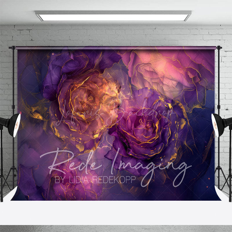 Lofaris Elegant Purple Abstract Floral Fine Art Backdrop