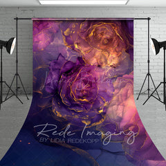 Lofaris Elegant Purple Abstract Floral Fine Art Sweep Backdrop