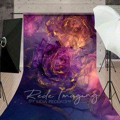Lofaris Elegant Purple Abstract Floral Fine Art Sweep Backdrop