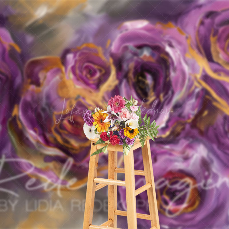 Lofaris Elegant Purple Abstract Rose Fine Art Photo Backdrop