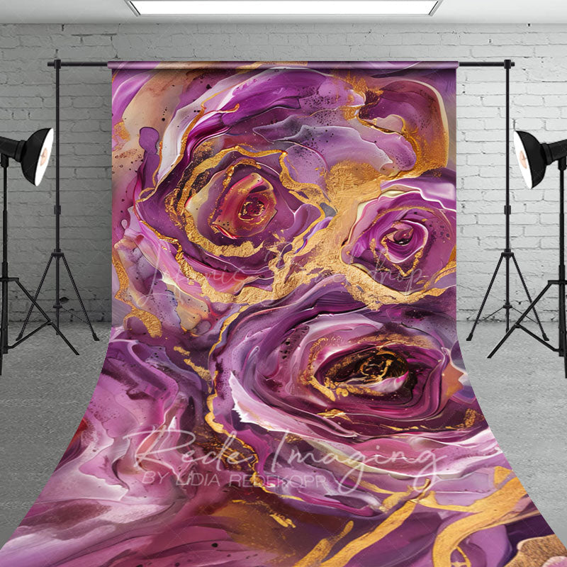 Lofaris Elegant Purple Abstract Rose Fine Art Sweep Backdrop