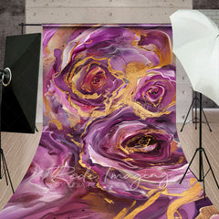 Lofaris Elegant Purple Abstract Rose Fine Art Sweep Backdrop