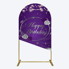 Lofaris Elegant Purple Balloons Rose Birthday Arch Backdrop