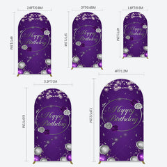 Lofaris Elegant Purple Balloons Rose Birthday Arch Backdrop