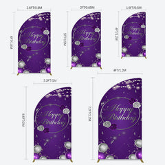 Lofaris Elegant Purple Balloons Rose Birthday Half Moon Arch Backdrop