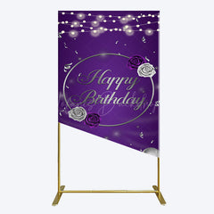 Lofaris Elegant Purple Balloons Rose Birthday Rectangle Backdrop