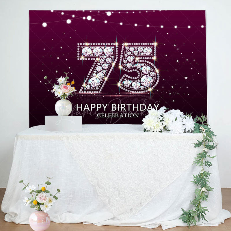 Lofaris Elegant Purple Diamond Glare 75th Birthday Backdrop