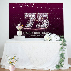 Lofaris Elegant Purple Diamond Glare 75th Birthday Backdrop