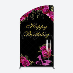 Lofaris Elegant Purple Floral Black Birthday Arch Backdrop