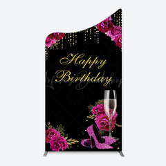 Lofaris Elegant Purple Floral Black Birthday Arch Backdrop