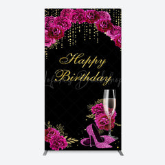 Lofaris Elegant Purple Floral Black Birthday Arch Backdrop