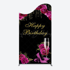 Lofaris Elegant Purple Floral Black Birthday Arch Backdrop