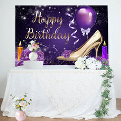 Lofaris Elegant Purple Floral High Heels Birthday Backdrop