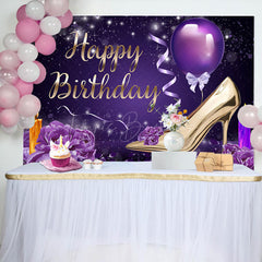Lofaris Elegant Purple Floral High Heels Birthday Backdrop