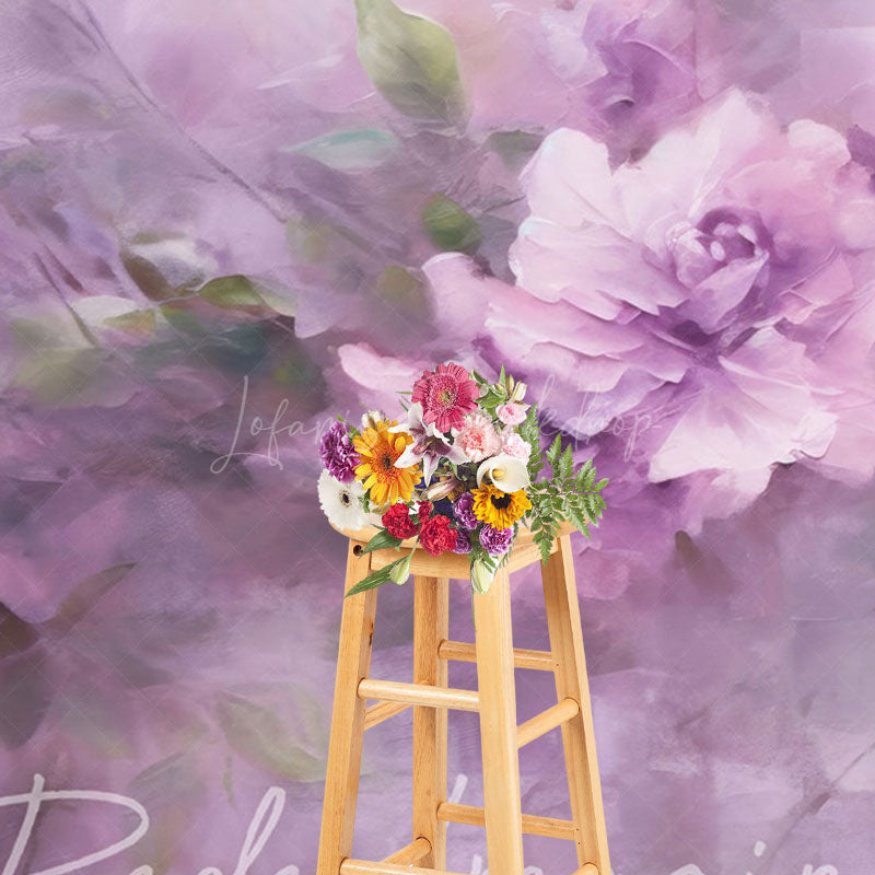 Lofaris Elegant Purple Florals Leaves Photography Backdrop