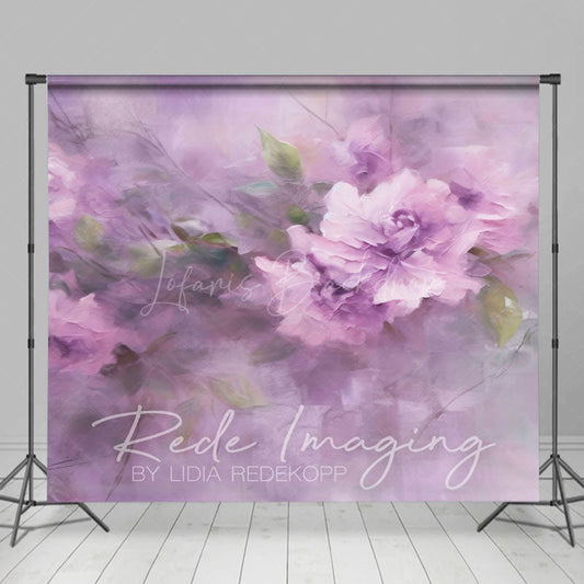 Lofaris Elegant Purple Florals Leaves Photography Backdrop