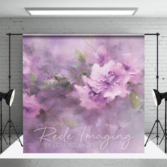 Lofaris Elegant Purple Florals Leaves Photography Backdrop