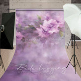 Lofaris Elegant Purple Florals Leaves Sweep Photo Backdrop