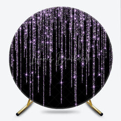 Lofaris Elegant Purple Glitter Cascading Sparkle Round Backdrop Black Background Party Decor for Birthday