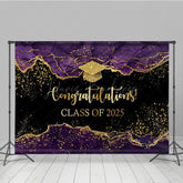 Lofaris Elegant Purple Gold Marbled Backdrop For Graduation