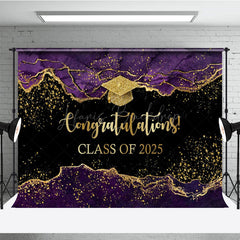 Lofaris Elegant Purple Gold Marbled Backdrop For Graduation