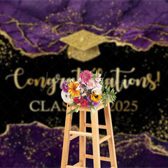 Lofaris Elegant Purple Gold Marbled Backdrop For Graduation