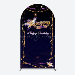 Lofaris Elegant Purple Mask Birthday Masquerade Arch Backdrop