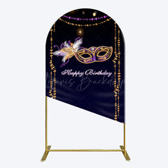 Lofaris Elegant Purple Mask Birthday Masquerade Arch Backdrop