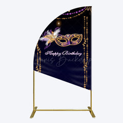 Lofaris Elegant Purple Mask Birthday Masquerade Half Moon Arch Backdrop