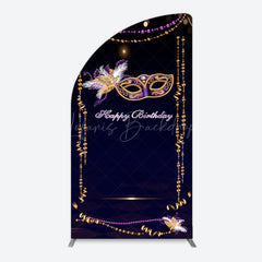 Lofaris Elegant Purple Mask Birthday Masquerade Half Moon Arch Backdrop