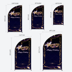Lofaris Elegant Purple Mask Birthday Masquerade Half Moon Arch Backdrop