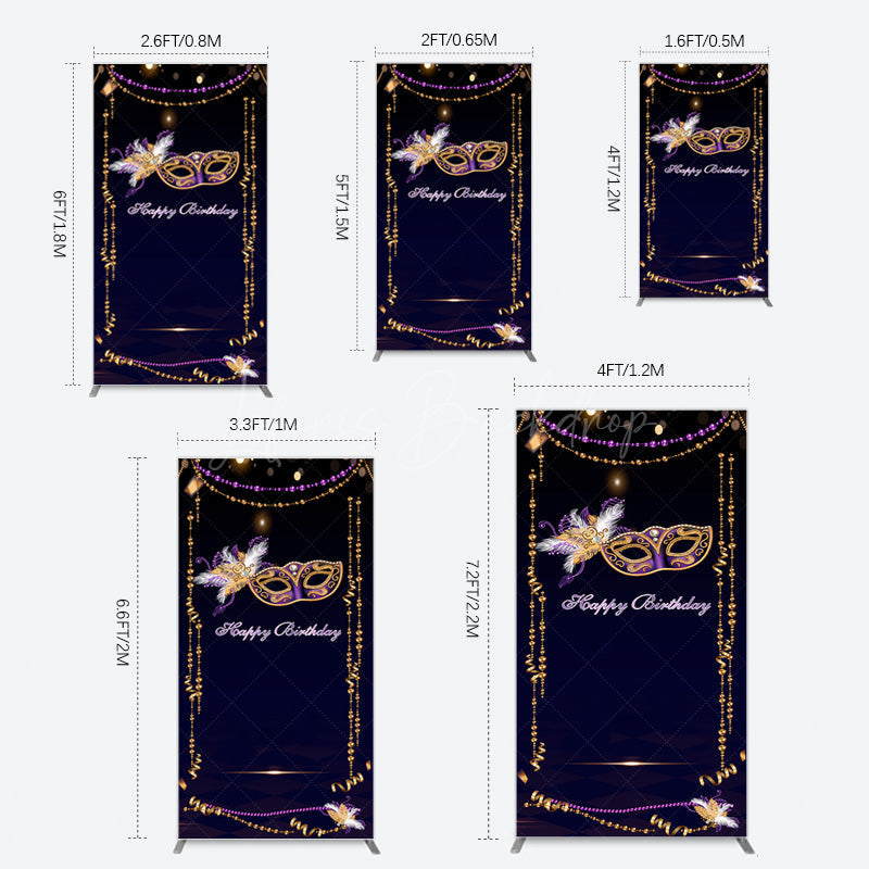 Lofaris Elegant Purple Mask Birthday Masquerade Rectangle Backdrop