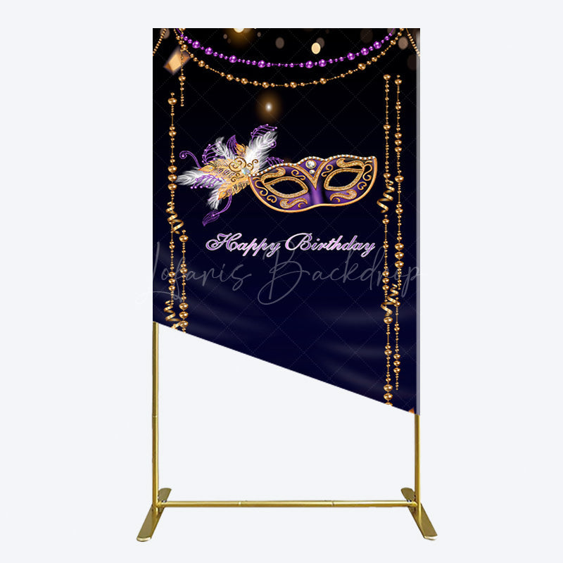 Lofaris Elegant Purple Mask Birthday Masquerade Rectangle Backdrop