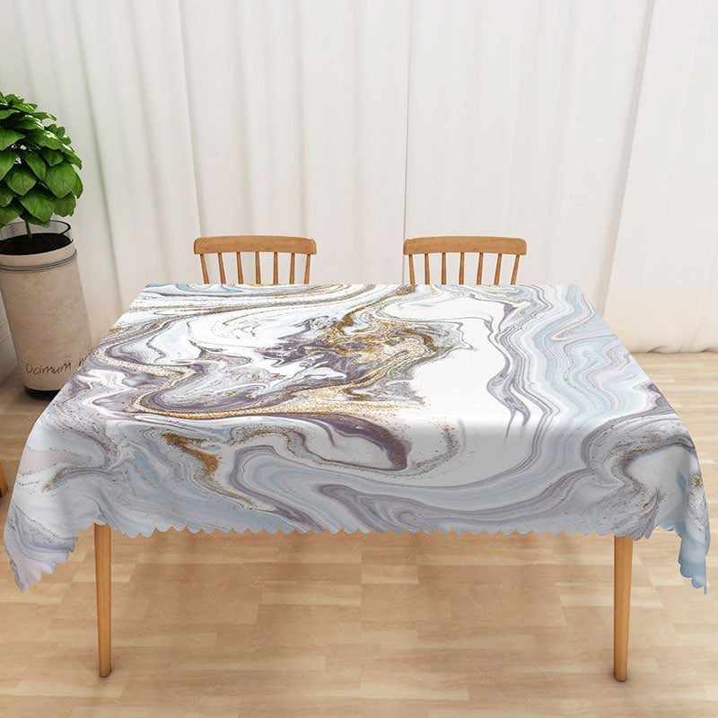 Lofaris Elegant Purple Ripple Rectangle Tablecloth with Gradient Effect for Modern and Abstract Dining Decor