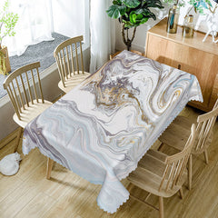 Lofaris Elegant Purple Ripple Rectangle Tablecloth with Gradient Effect for Modern and Abstract Dining Decor